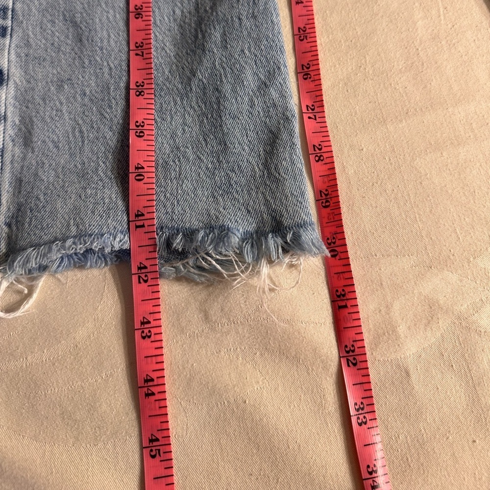 Zara Distressed Denim Split Flare Jeans US Sz 6 Grunge Preppy Eclectic Grandpa - Picture 10 of 13